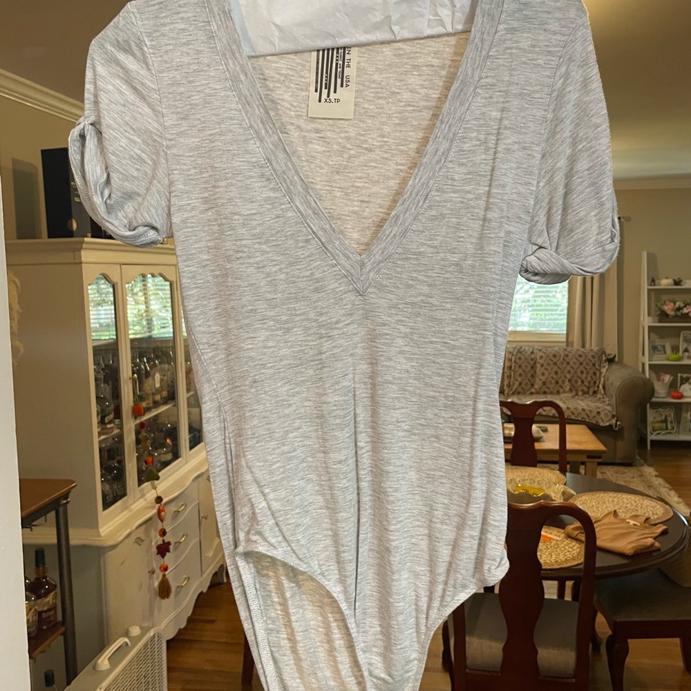 Free People Light Grey Bodysuit